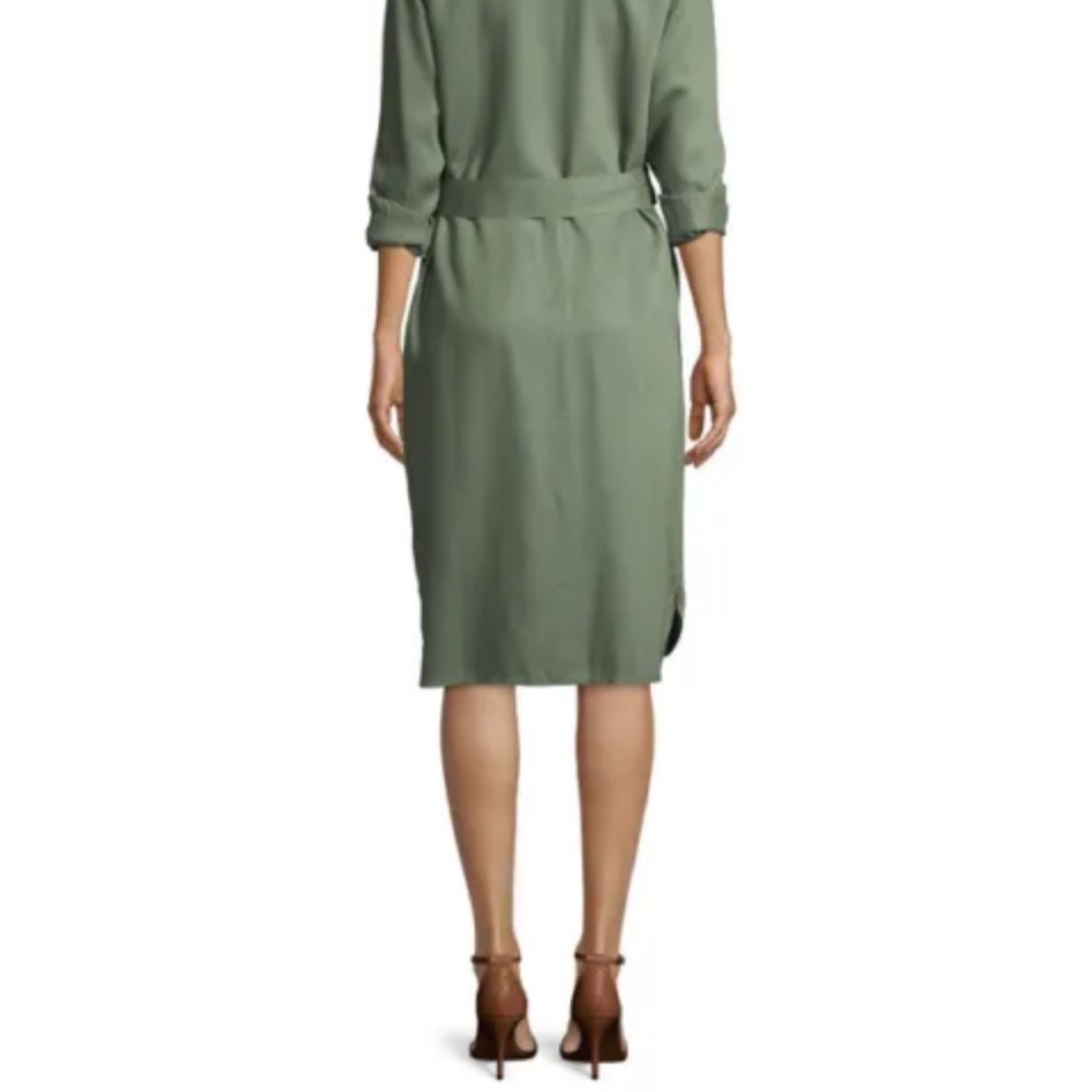 Time and Tru Olive Button-Front Midi Shirt Dress - Picture 6 of 6